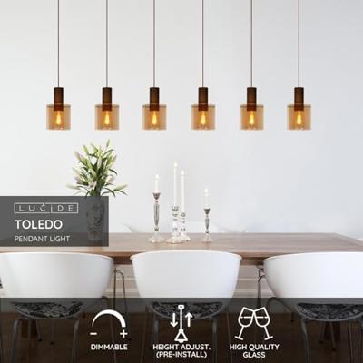 Lucide TOLEDO - Hanglamp - Ø 20 cm - 3xE27 - Amber Lucide TOLEDO - Hanglamp - Ø 20 cm - 3xE27 - Amber