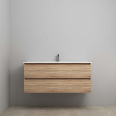 On-Line Onderkast - 120 cm - Voorgemonteerd - Porseleinen Wastafel - 1 Kraangat - Eiken