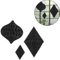 Ginger Ray honeycomb diamant zwart 40 cm set van 3 | 10 stuks - thumbnail