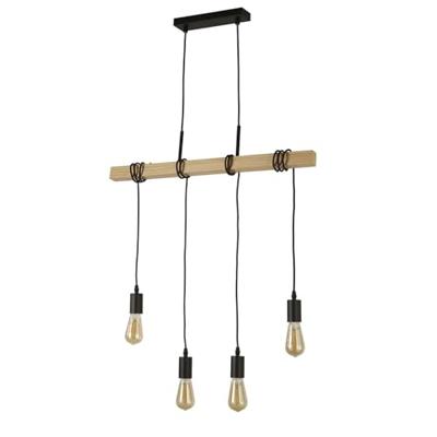 Searchlight 4-lichts hanglampWoody met hout - 95041-4BR