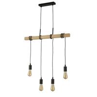 Searchlight 4-lichts hanglampWoody met hout - 95041-4BR - thumbnail