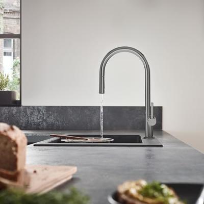Hansgrohe Talis M54 ééngreeps keukenmengkraan 210 met uittrekbare vuistdouche en sBox, 2 straalsoorten, Brushed Black Chrome