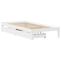 Bedframe met lades massief grenenhout wit 75x190 cm - thumbnail