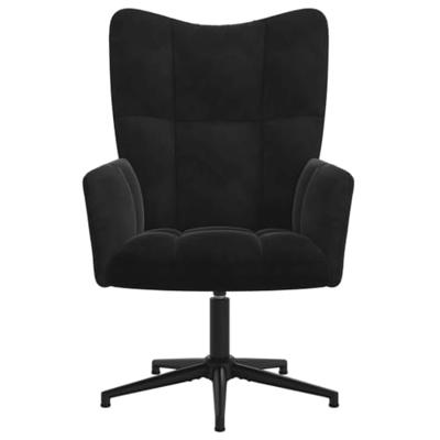 Relaxstoel met voetenbank fluweel zwart