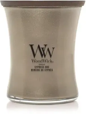 WoodWick medium candle limited edition cypress ore warn nickel