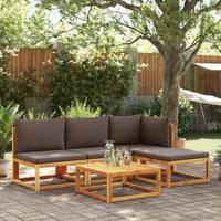 Tuinbank zonder armleuningen met kussens massief acaciahout - thumbnail