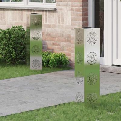 VidaXL Solar led pad licht 2 pcs zilver roestvrij staal