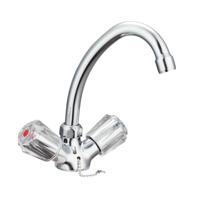 SAVINO tweegreepskraan wastafel, chroom draaibare uitloop ½" (Ø ca. 1,9 cm) keramisch ventiel bovenstuk flexibele metalen aansluitslangen intrekbare ketting voor afvoerstop brillant grepen - thumbnail