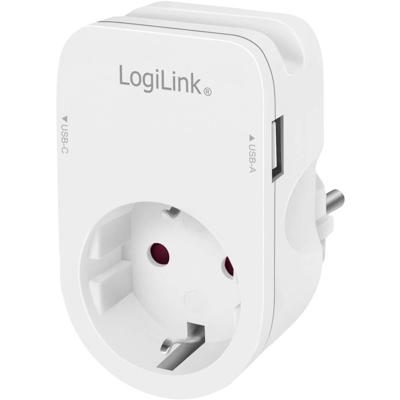 LogiLink PA0259 Contactdoos Met USB-laaduitgang, Aanraakbeveiliging, Overspanningsbeveiliging IP20