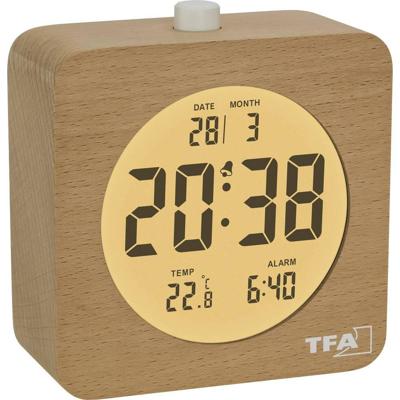 TFA Dostmann 60.2049.05 Wekker Kwarts Bruin, Beuken Alarmtijden 1 Groot display TFA Dostmann 60.2049.05 Wekker Kwarts Bruin, Beuken Alarmtijden 1 Groot display