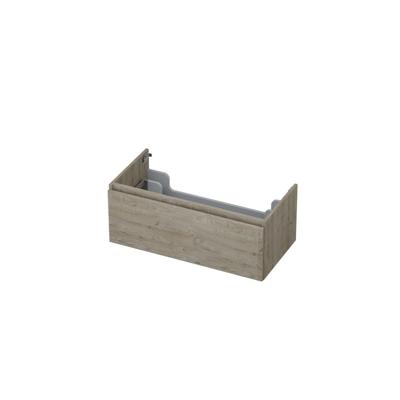 INK - Onderkast 1 Lade Greeploos met Houten Keerlijst - 900x450x350 Mm - Greige Eiken
