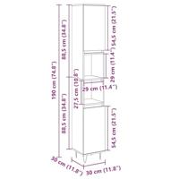 Badkamerkast 30x30x190 cm bewerkt hout sonoma eikenkleurig - thumbnail