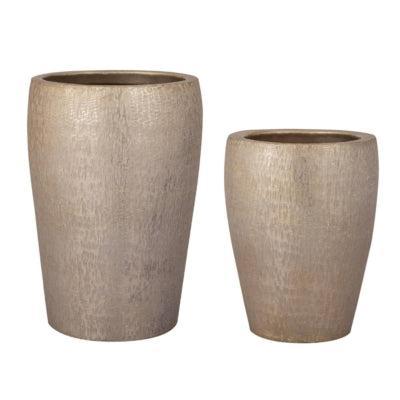 PTMD bloempot mialee aluminium champagnekleurig 52 cm set van 2