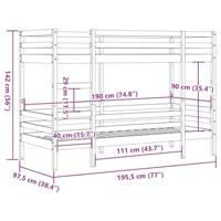 Stapelbedframe zonder matras massief grenenhout 90x190 cm - thumbnail