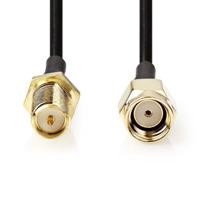 Antennekabel | RP-SMA Male | RP-SMA Female | Verguld | 50 Ohm | Enkelvoudig Afgeschermd | 5.00 m | Rond | PVC | Zwart | Label - thumbnail