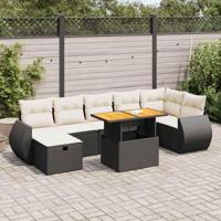 5-delige Loungeset met kussens poly rattan acacia zwart - thumbnail
