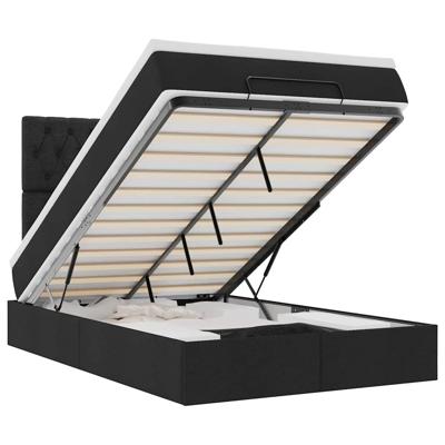 Ottoman bed met matras 120x190 cm stof zwart