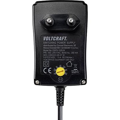 VOLTCRAFT ESPS-1500-N Stekkernetvoeding, instelbaar 1.5 A 18 W VOLTCRAFT ESPS-1500-N Stekkernetvoeding, instelbaar 1.5 A 18 W