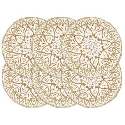 VidaXL Placemats 6 st rond 38 cm jute wit