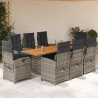 9-delige Tuinset met kussens poly rattan grijs - thumbnail