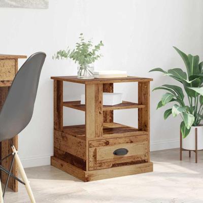 Nachtkastje met lade Oud hout 50 x 50 x 60 cm Bewerkt hout Nachtkastje met lade Oud hout 50 x 50 x 60 cm Bewerkt hout