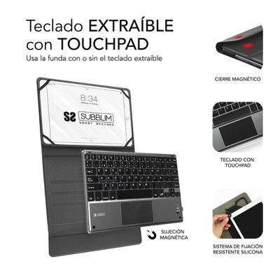 SUBBLIM FUNDA Con TECLADO KEYTAB PRO Bluetooth TOUCHPAD Zwart voor Tablet 10.1'/25.6CM BATERÍA 420MAH COMP. Windows/Android/IOS/