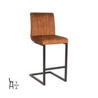 LABEL51 Barkruk 'Milo' Velvet, kleur Oker (zithoogte 66cm) - thumbnail