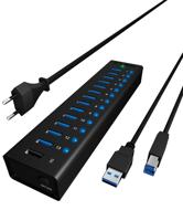 ICY BOX 70420 USB-hub 13 poorten USB-A USB 3.0 5 GBit/s Zwart - thumbnail