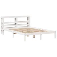 Bedframe zonder matras massief grenenhout wit 140x190 cm - thumbnail