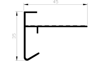 Daktrim 35mm hoog, 45mm breed (2.5mtr) Daktrim 35mm hoog, 45mm breed (2.5mtr)