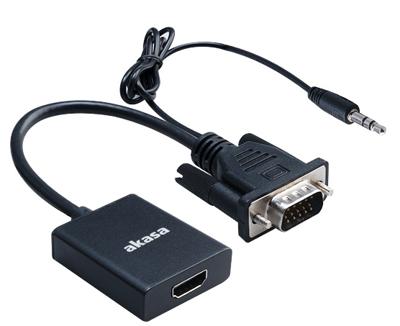 Akasa AK-CBHD23-20BK video kabel adapter HDMI Type A (Standaard) VGA (D-Sub) + 3.5mm + USB Type-A Zwart Akasa AK-CBHD23-20BK video kabel adapter HDMI Type A (Standaard) VGA (D-Sub) + 3.5mm + USB Type-A Zwart