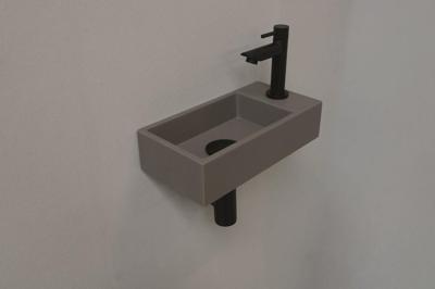 INK Versus Fonteinset - 36x18x9cm - wasbak links - 1 kraangat - Quartz beton/mat zwart 1805140