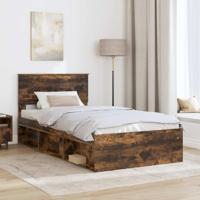 Bedframe Gerookt eiken 100 x 200 cm Massief grenenhout - thumbnail