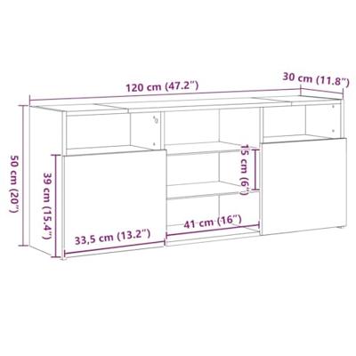 Tv-meubel met LED 120x30x50 cm bewerkt hout zwart eiken