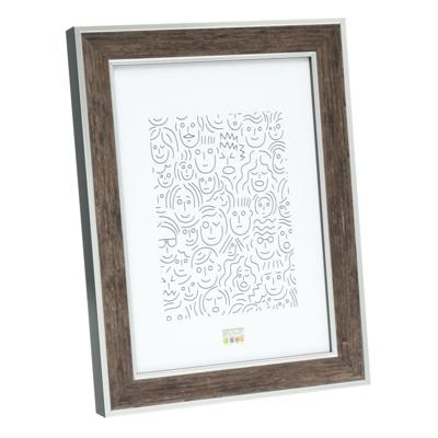 Deknudt Houten fotokader in donkerbruine houtkleur met zilverbies 20x30 S40JE3