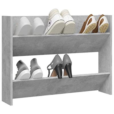 VidaXL Wandschoenenkast 80x18x60 cm bewerkt hout betongrijs VidaXL Wandschoenenkast 80x18x60 cm bewerkt hout betongrijs