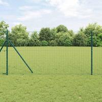 VidaXL Hek met paal groen 1,4 x 10 m staal en pvc - thumbnail