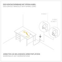 Bernstein Tools for Electronics 9-342-2 ESD-aardingskabel 2.40 m Drukknop 3 mm, Drukknop 10 mm - thumbnail