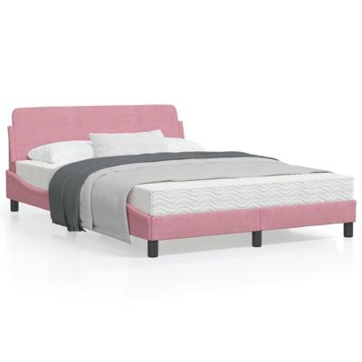 Bedframe met hoofdeinde zonder matras 140x200 cm fluweel roze