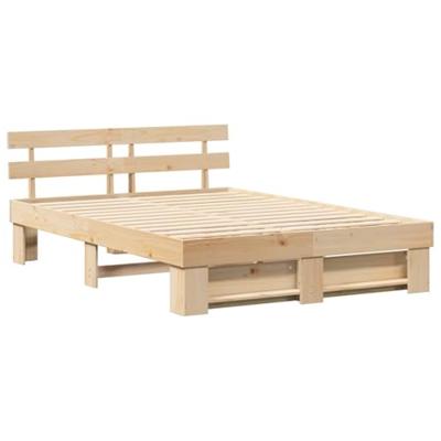 Bedframe met hoofdeinde Bruin 150 x 200 cm Massief grenenhout Bedframe met hoofdeinde Bruin 150 x 200 cm Massief grenenhout