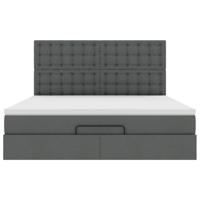 Ottoman bed met matras en LED's 160x200cm stof donkergrijs - thumbnail