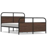 Bedframe zonder matras metaal bruin eikenkleurig 137x190 cm - thumbnail