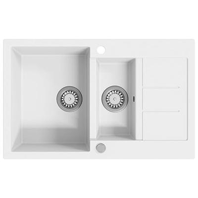 VidaXL Gootsteen dubbele bakken graniet wit VidaXL Gootsteen dubbele bakken graniet wit