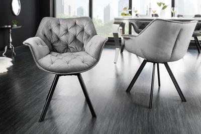 Bureaustoel THE DUTCH COMFORT grijs fluweel met armleuningen Modern Design - 44065