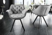 Bureaustoel THE DUTCH COMFORT grijs fluweel met armleuningen Modern Design - 44065 - thumbnail