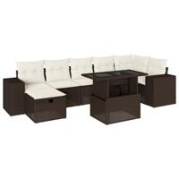8-delige Loungeset met kussens poly rattan bruin - thumbnail