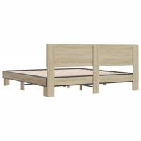Bedframe bewerkt hout metaal sonoma eikenkleurig 200x200 cm - thumbnail