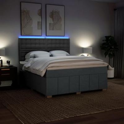 Boxspring met matras stof donkergrijs 180x200 cm