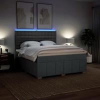 Boxspring met matras stof donkergrijs 180x200 cm - thumbnail
