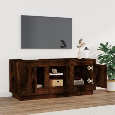 Tv-meubel 102x35x45 cm bewerkt hout gerookt eikenkleurig - thumbnail